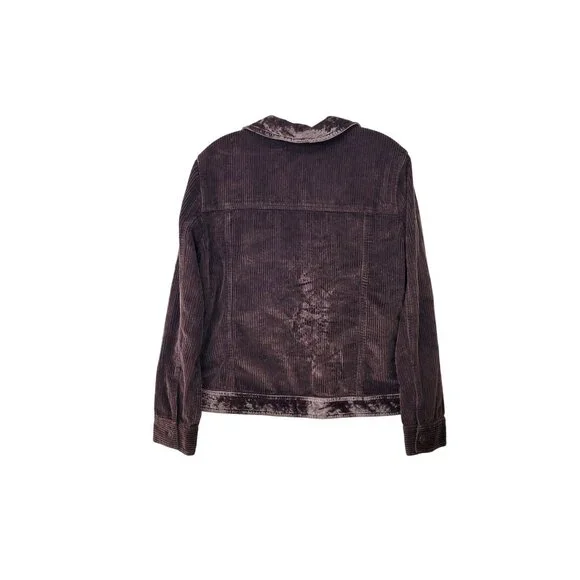 J.Jill Women's Brown Corduroy Button-Up Jacket  with Velvet Trim Size M - Picture 2 of 4